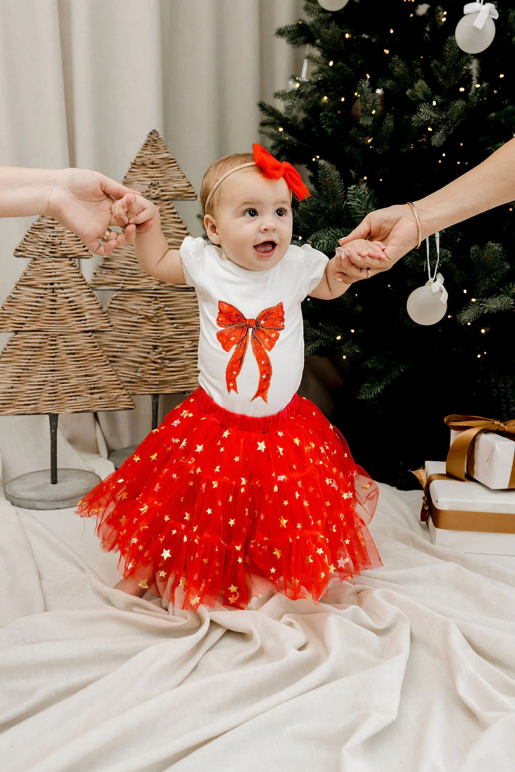 Classic Christmas Tulle Skirt - Red Stars