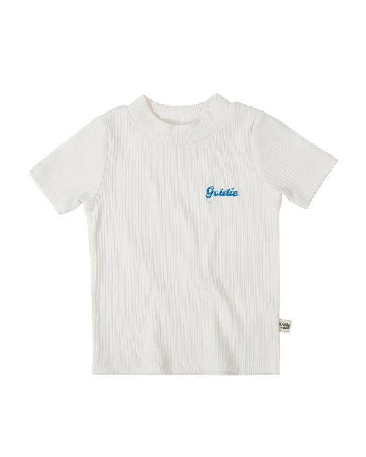 Embroidered Rib T-Shirt White