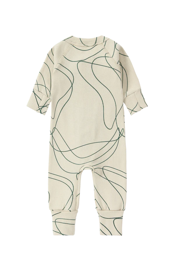 Zip Growsuit L/S - Ripple/Pine