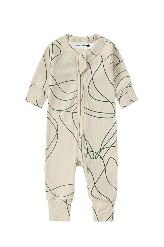Zip Growsuit L/S - Ripple/Pine
