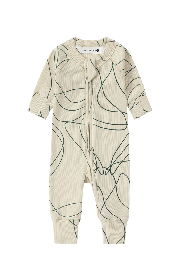 Zip Growsuit L/S - Ripple/Pine