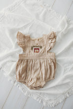 Load image into Gallery viewer, Embroidered Oak Romper - Cosy Fireplace
