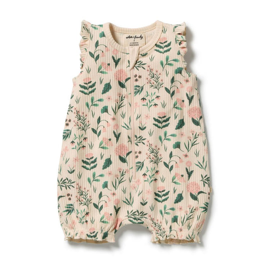 Sweet Bloom Organic Ruffle Zipsuit