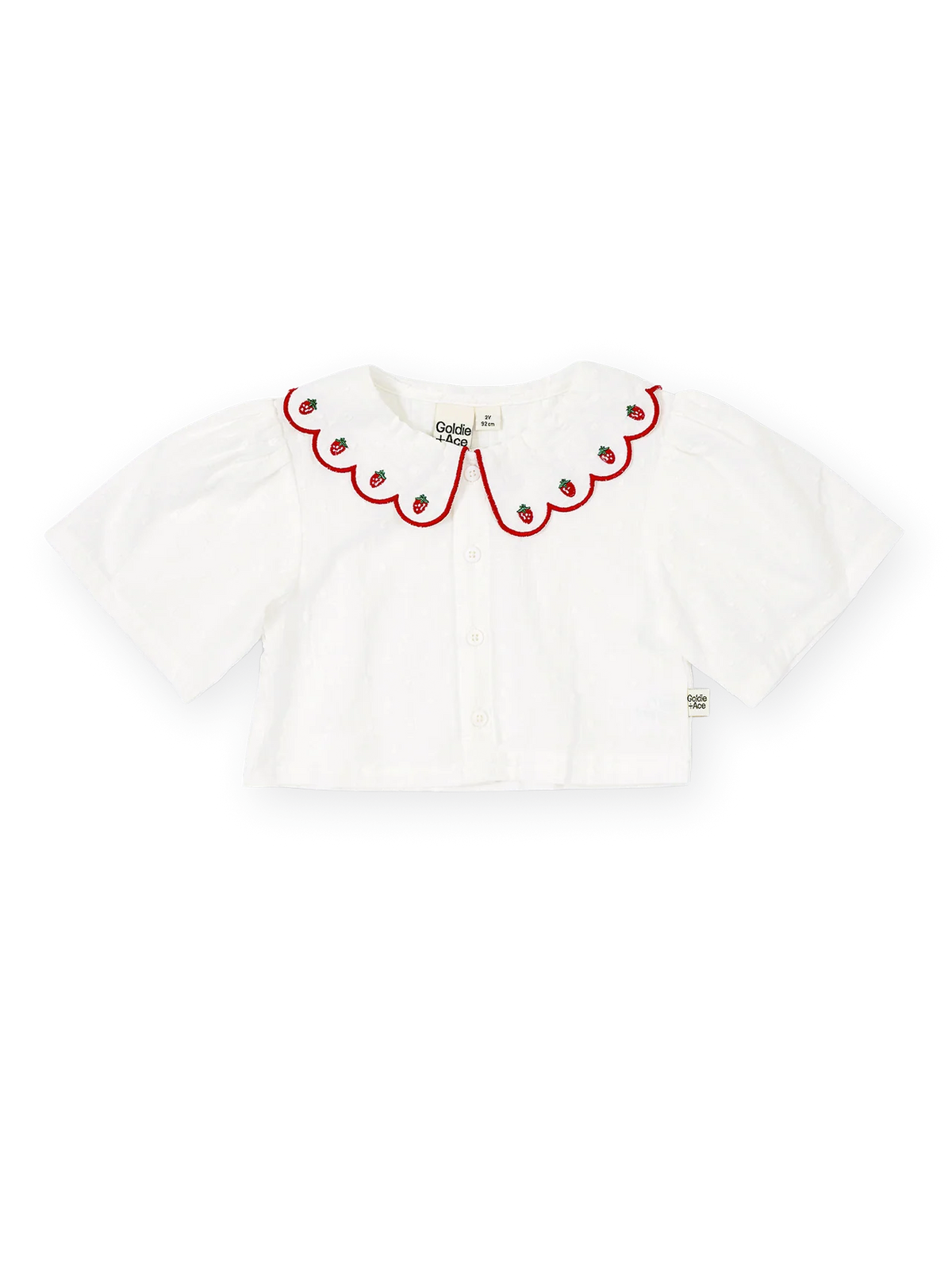 Scallop Collar Strawberry Cropped Blouse