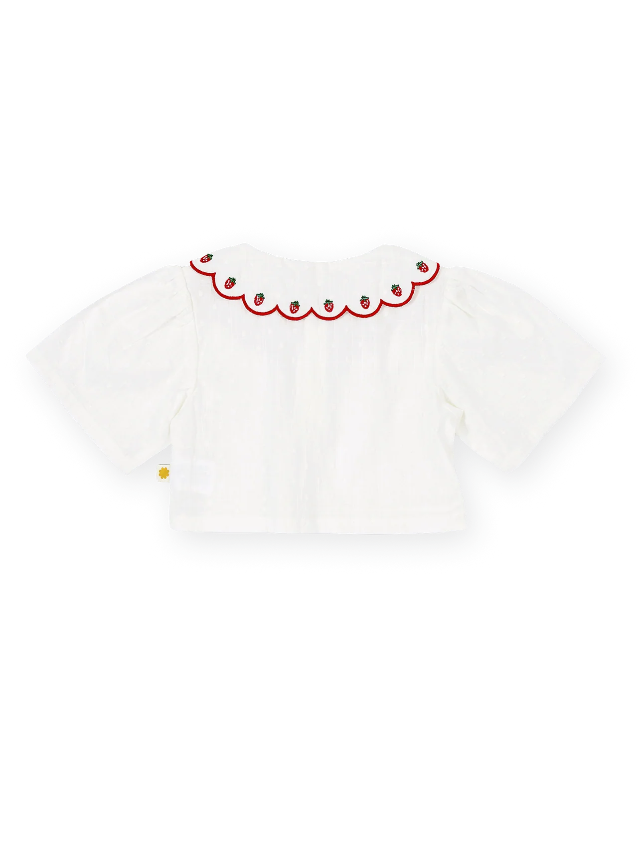 Scallop Collar Strawberry Cropped Blouse