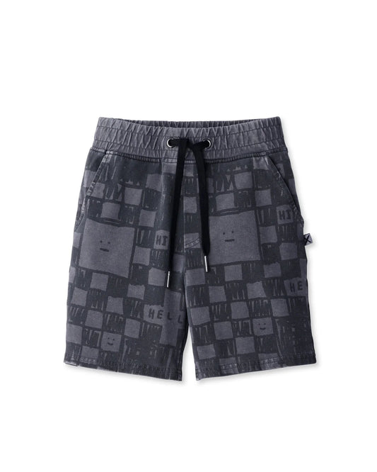 Minti Sketchy Grid Short - Grey Wash