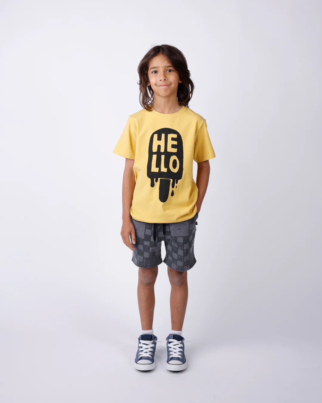 Minti Sketchy Grid Short - Grey Wash