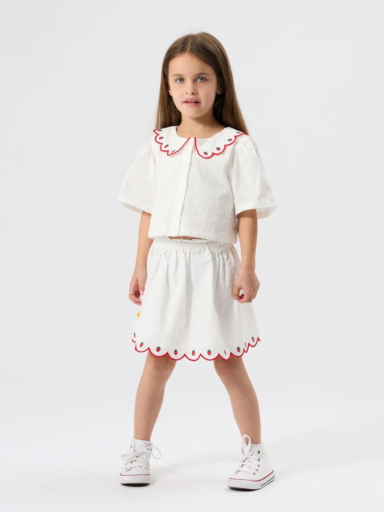 Scallop Hem Strawberry Skirt