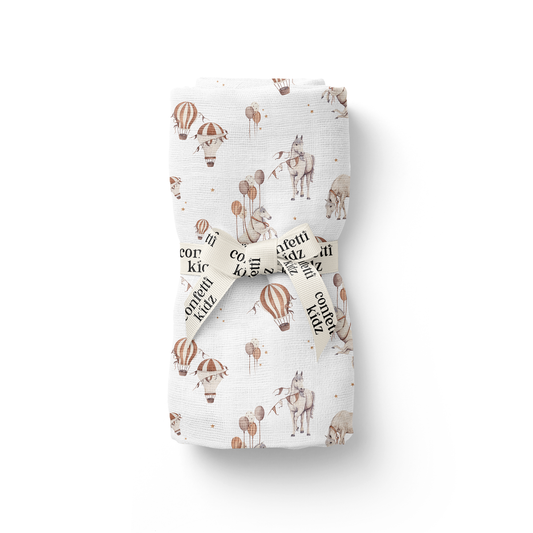 Organic Muslin Swaddle - Sky Stallions