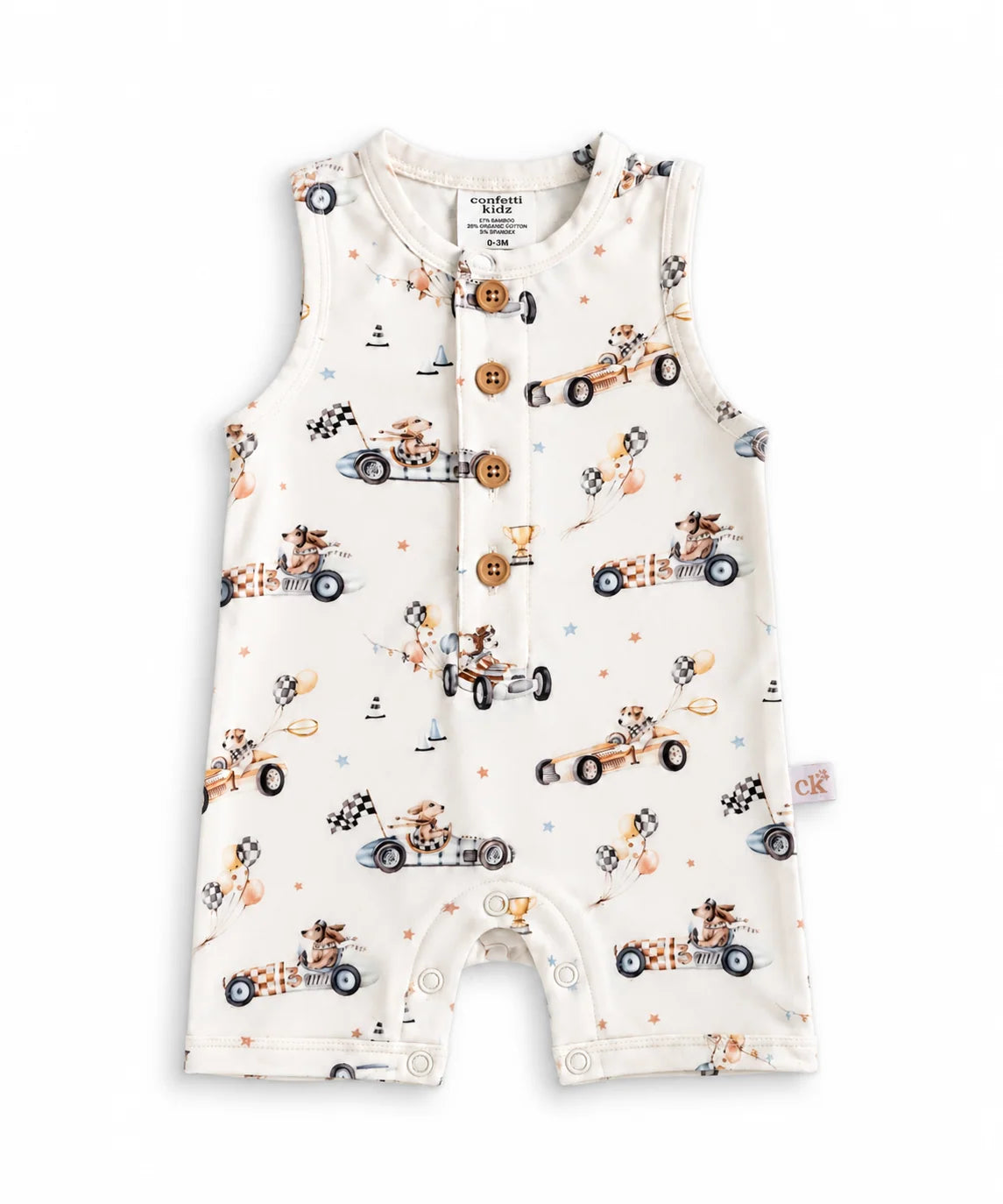 Sleeveless Romper - Pup Racer