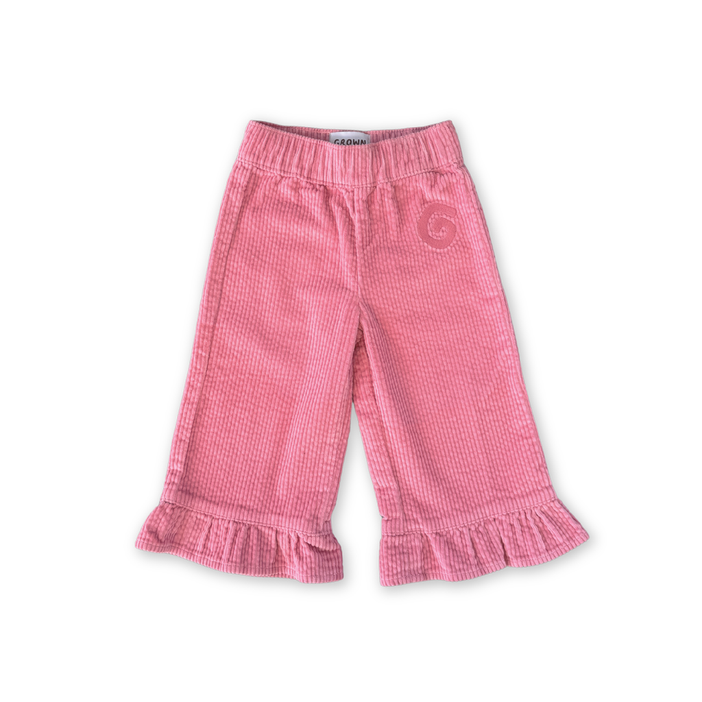 Organic Cord Frill Pant - Sorbet