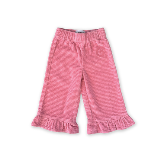 Organic Cord Frill Pant - Sorbet