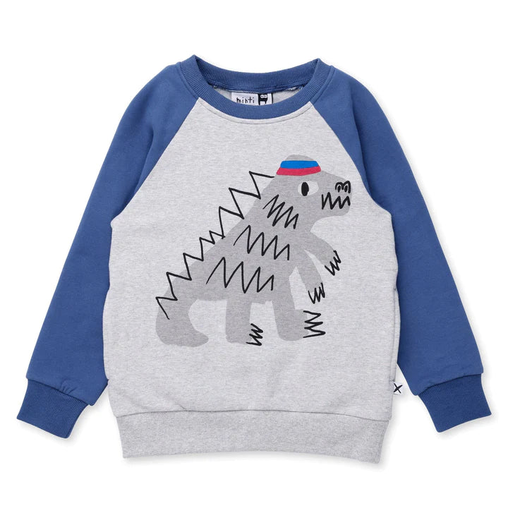 Sporty Dino Furry Crew - Grey Marle/Navy