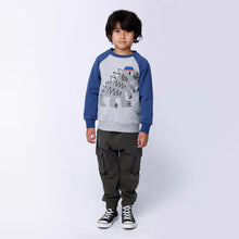 Load image into Gallery viewer, Sporty Dino Furry Crew - Grey Marle/Navy

