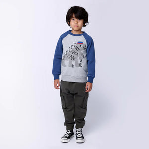 Sporty Dino Furry Crew - Grey Marle/Navy