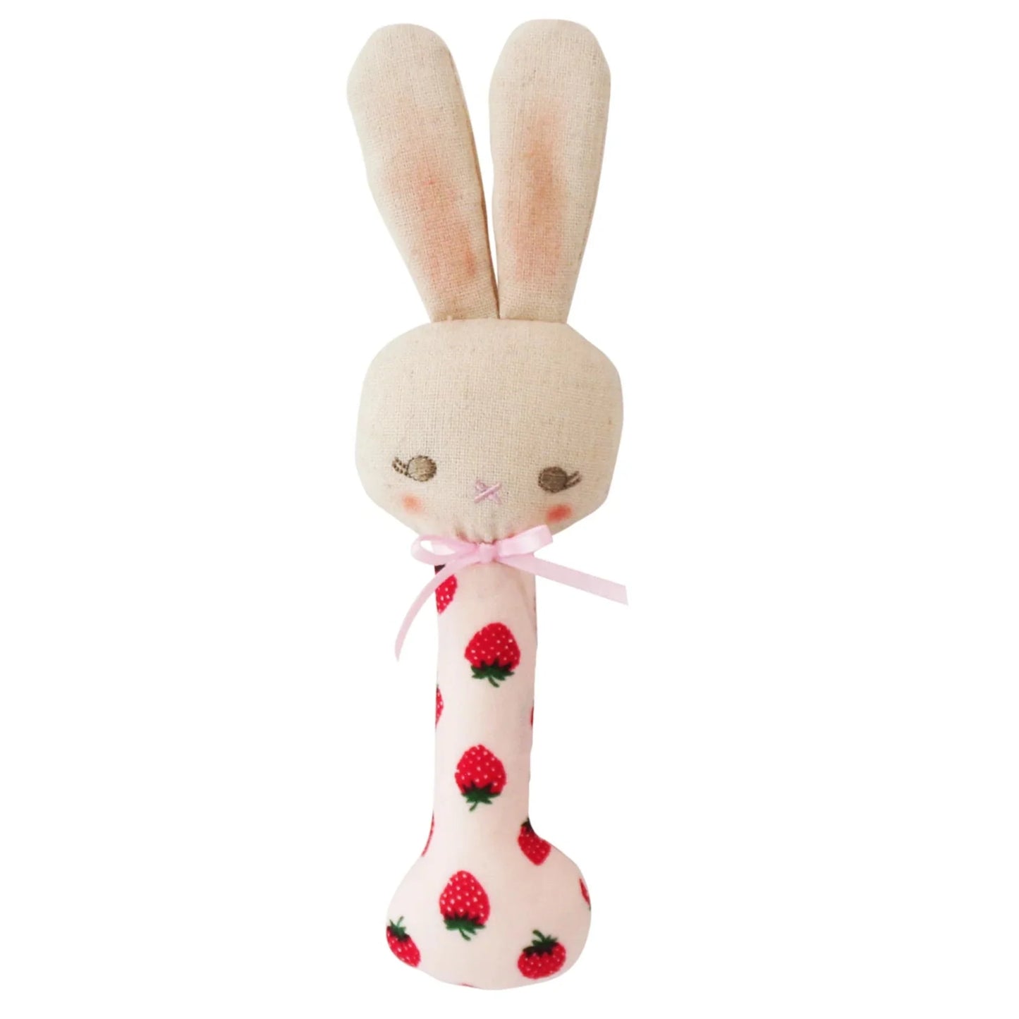 Baby Bunny Stick Rattle - Strawberry