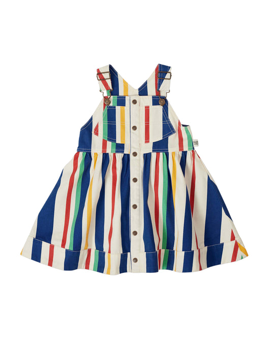 90's Bold Stripe Heidi Denim Pinafore Dress