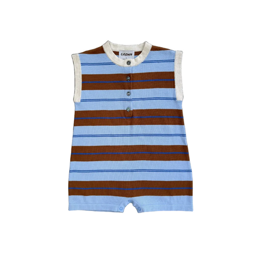 Organic Knitted Club Stripe Button-Up Romper