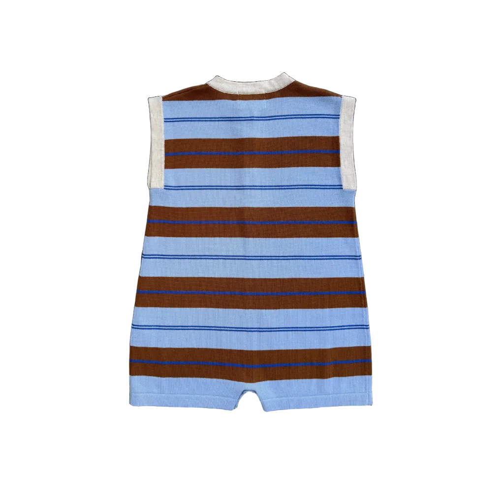 Organic Knitted Club Stripe Button-Up Romper