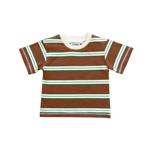 Cotton Sports Stripe Tee - Acorn
