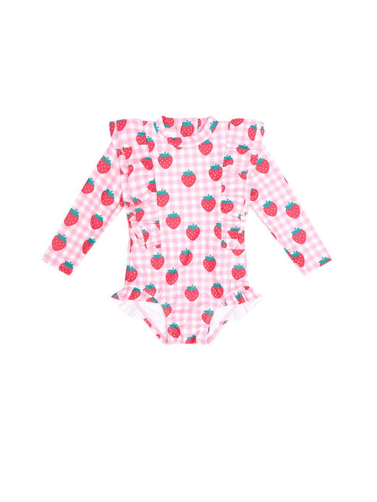 Strawberry Check Frill Swimsuit