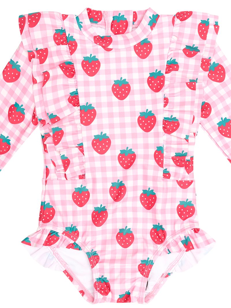 Strawberry Check Frill Swimsuit