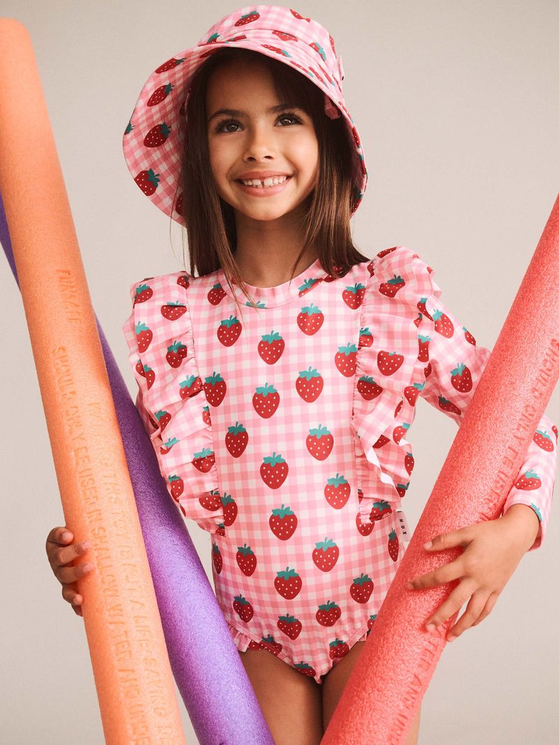 Strawberry Check Frill Swimsuit