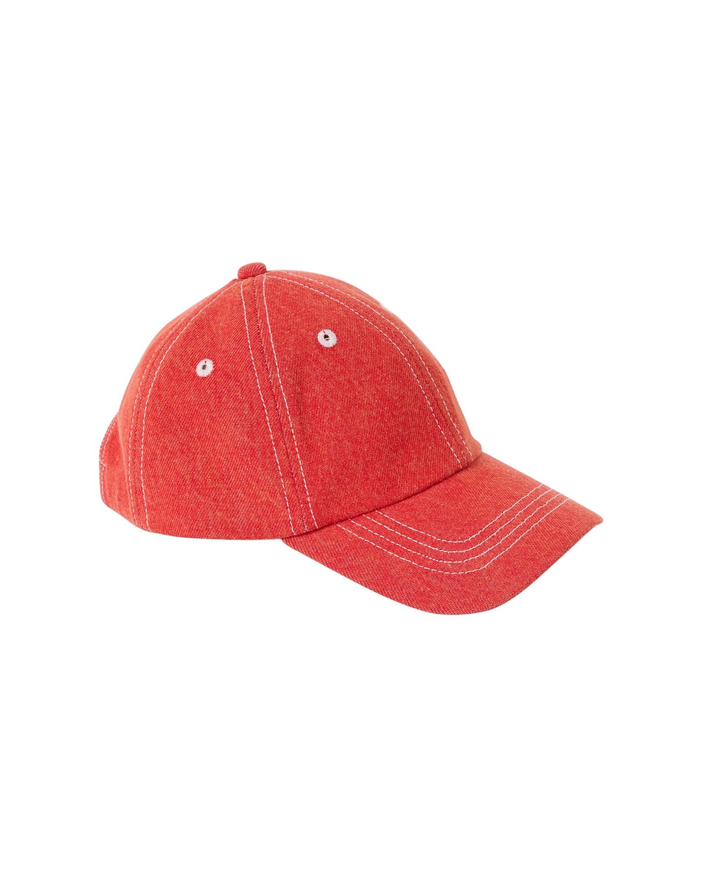 Tate Embroidered Denim Cap Apple Red