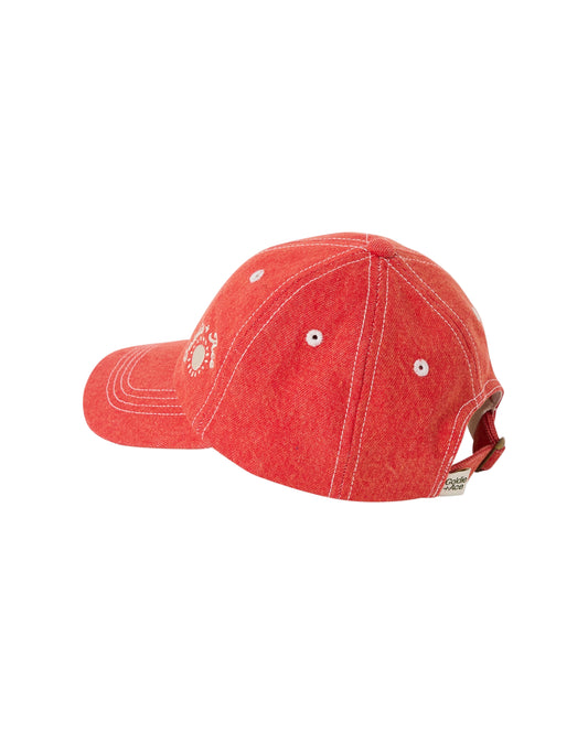 Tate Embroidered Denim Cap Apple Red