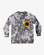 Load image into Gallery viewer, Grey Tie-Dye Flame Guy Crew
