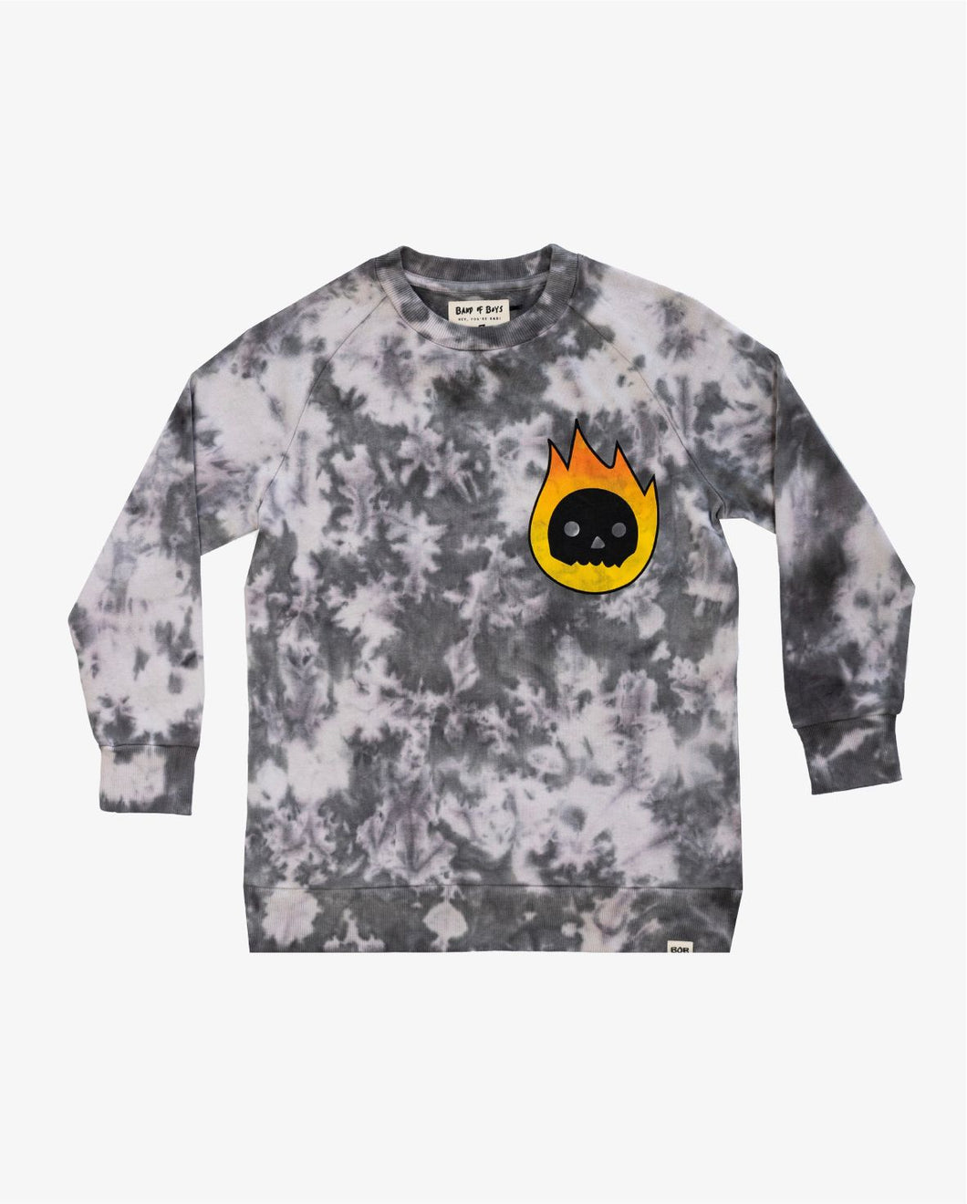 Grey Tie-Dye Flame Guy Crew