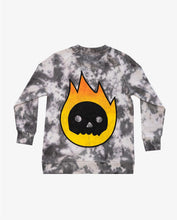 Load image into Gallery viewer, Grey Tie-Dye Flame Guy Crew
