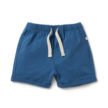 Load image into Gallery viewer, Dark Blue Organic Tie Front Shorts
