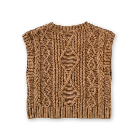 Chunky Cable Knit Vest - Toast