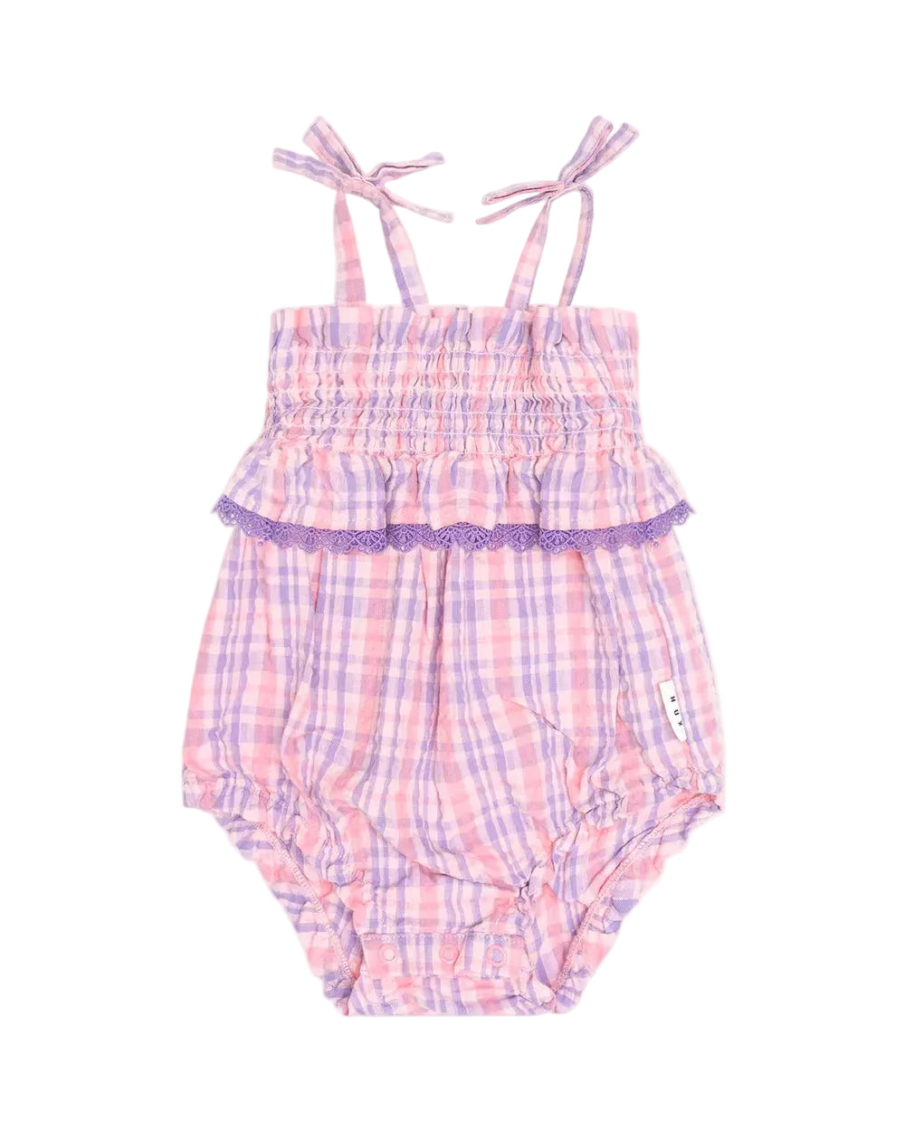 Tropical Check Tie Romper