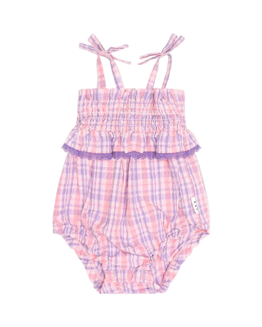 Tropical Check Tie Romper
