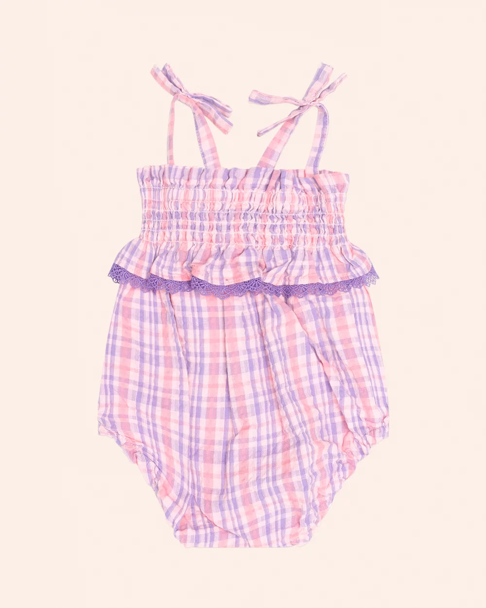 Tropical Check Tie Romper