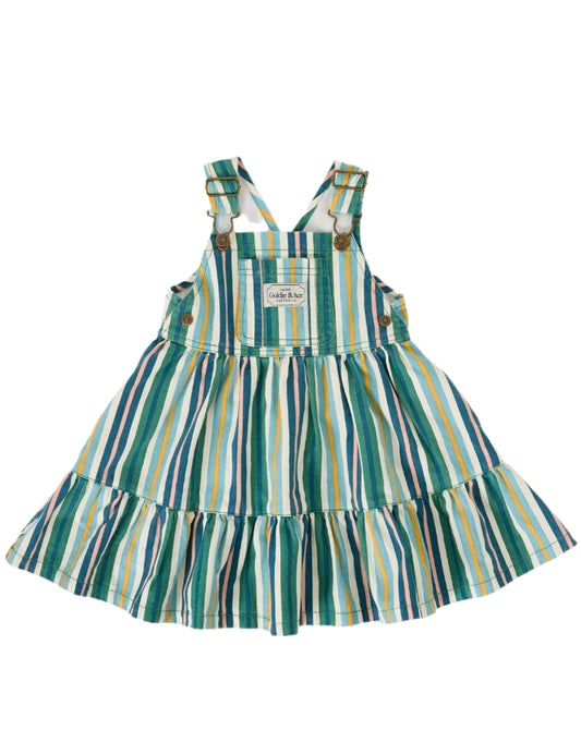 Tully Tiered Pinafore Dress - Stripe Evergreen