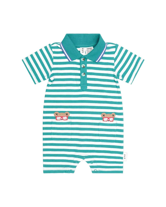 Green Stripe Vacay Hux Romper