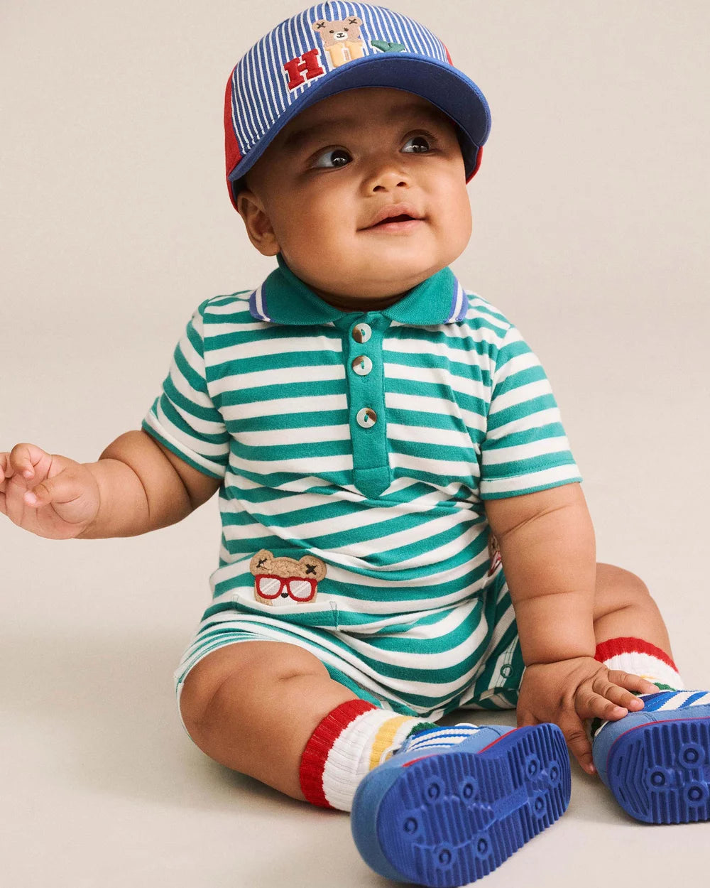Green Stripe Vacay Hux Romper