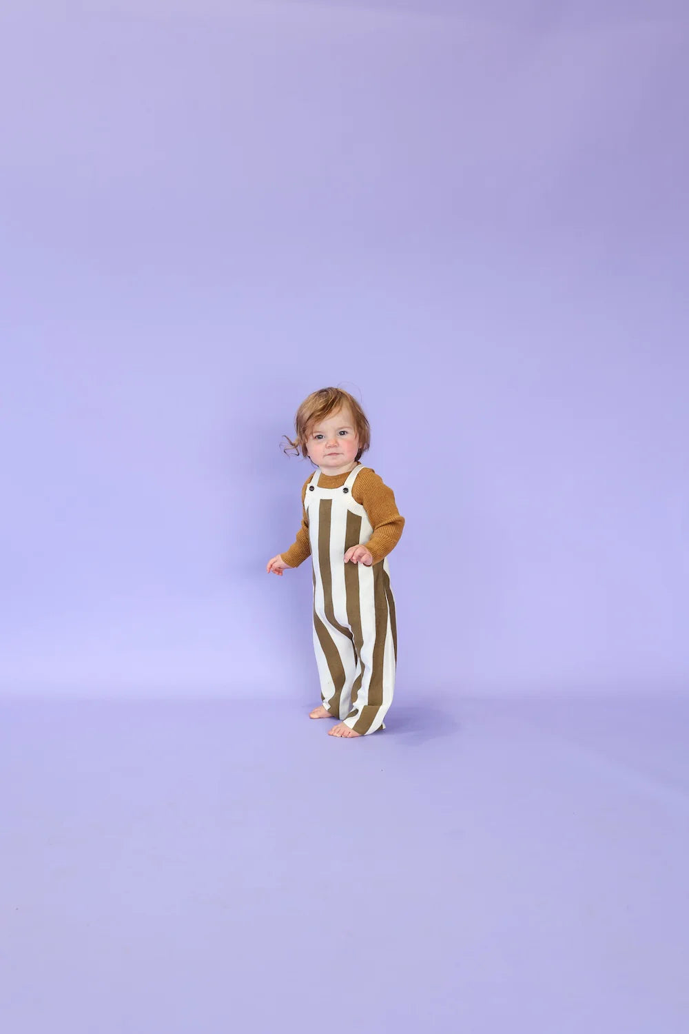 Vertical Stripe Knit Overalls