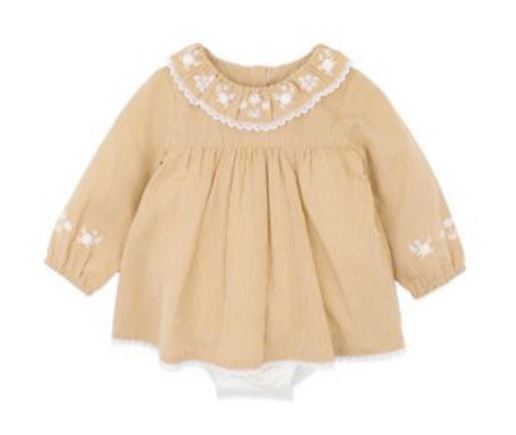 Winnie Embroidered Gingham Overlay Dress