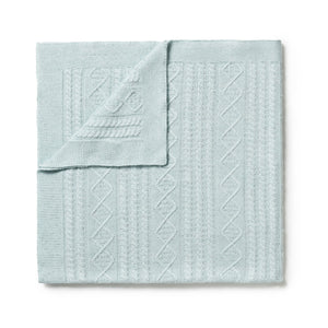 Knitted Cable Blanket - Mint Fleck