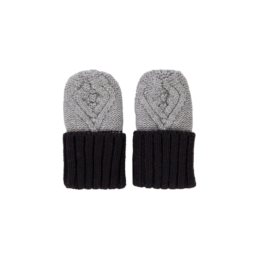Cable Knit Mittens - Grey