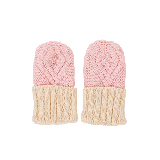 Cable Knit Mittens - Pink