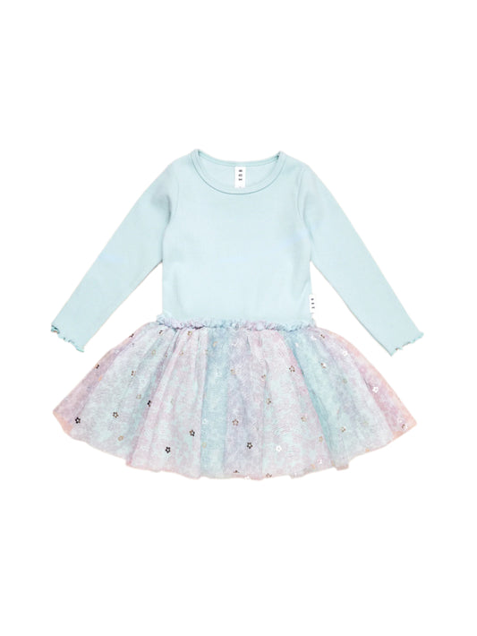 Rainbow Flower Rib  Long Sleeve Ballet Dress