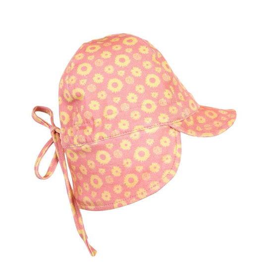 Indigo Flap Hat - Pink & Cream Floral