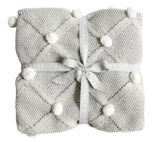 Load image into Gallery viewer, Pom Pom Blanket Grey Ivory
