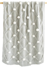 Load image into Gallery viewer, Pom Pom Blanket Grey Ivory
