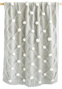 Pom Pom Blanket Grey Ivory